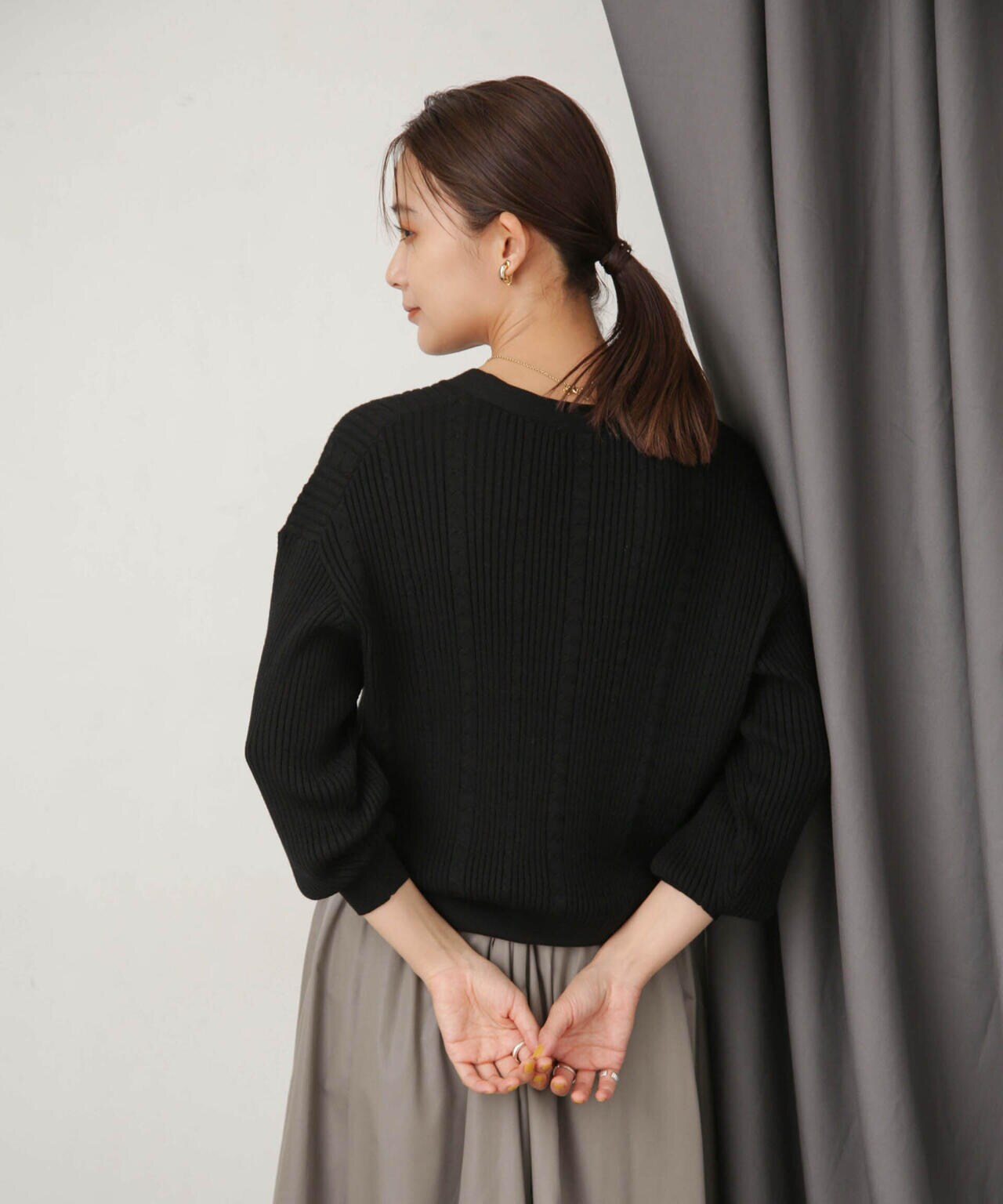 毛玉レスニットリブケーブルカーディガン 6693222305