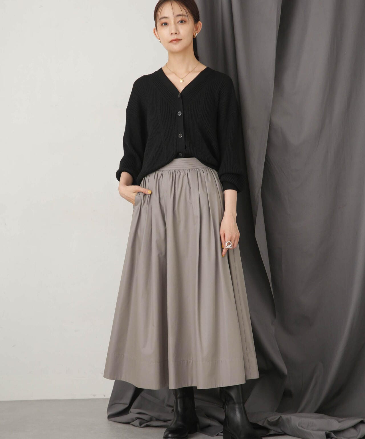 毛玉レスニットリブケーブルカーディガン 6693222305