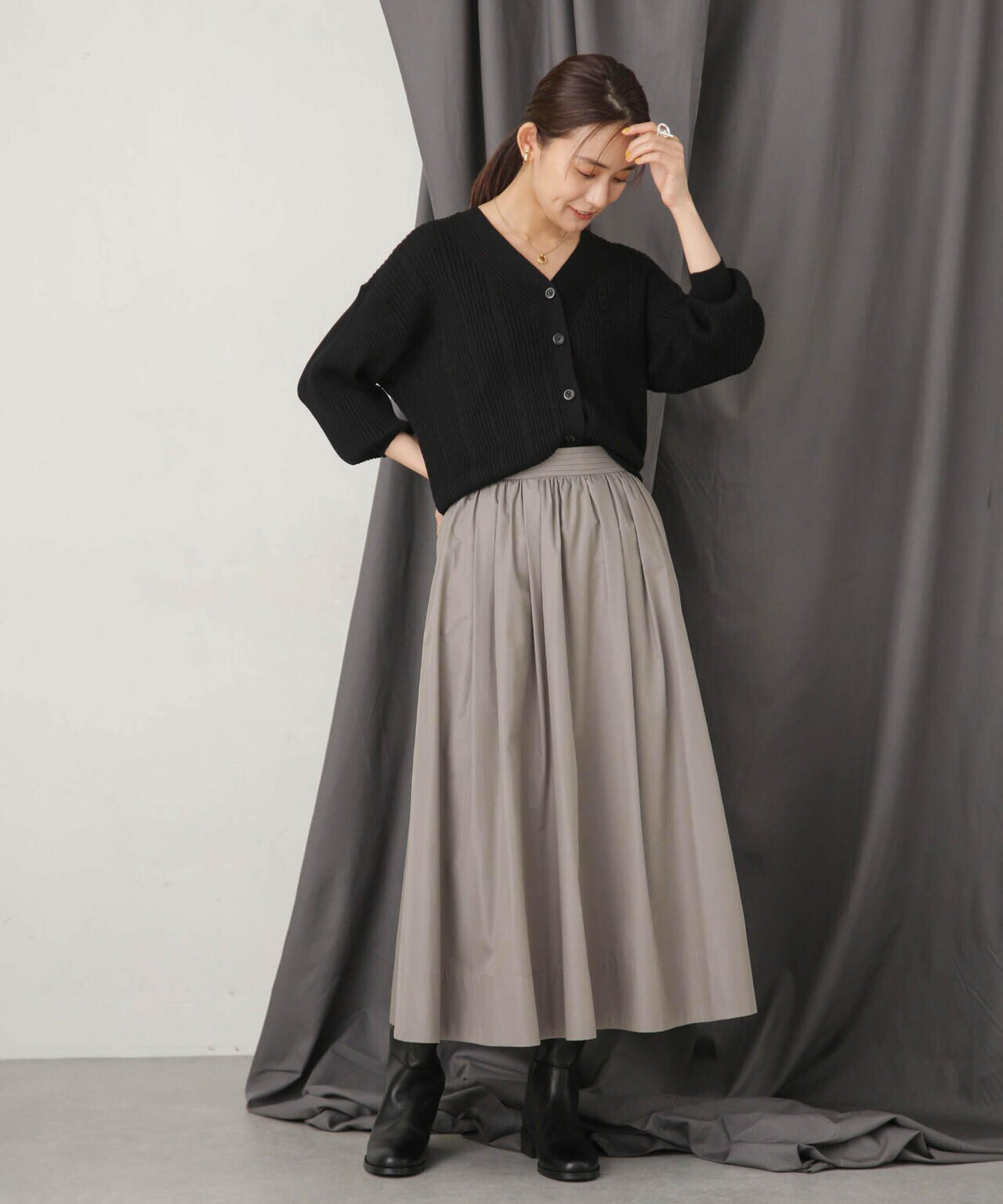 毛玉レスニットリブケーブルカーディガン 6693222305