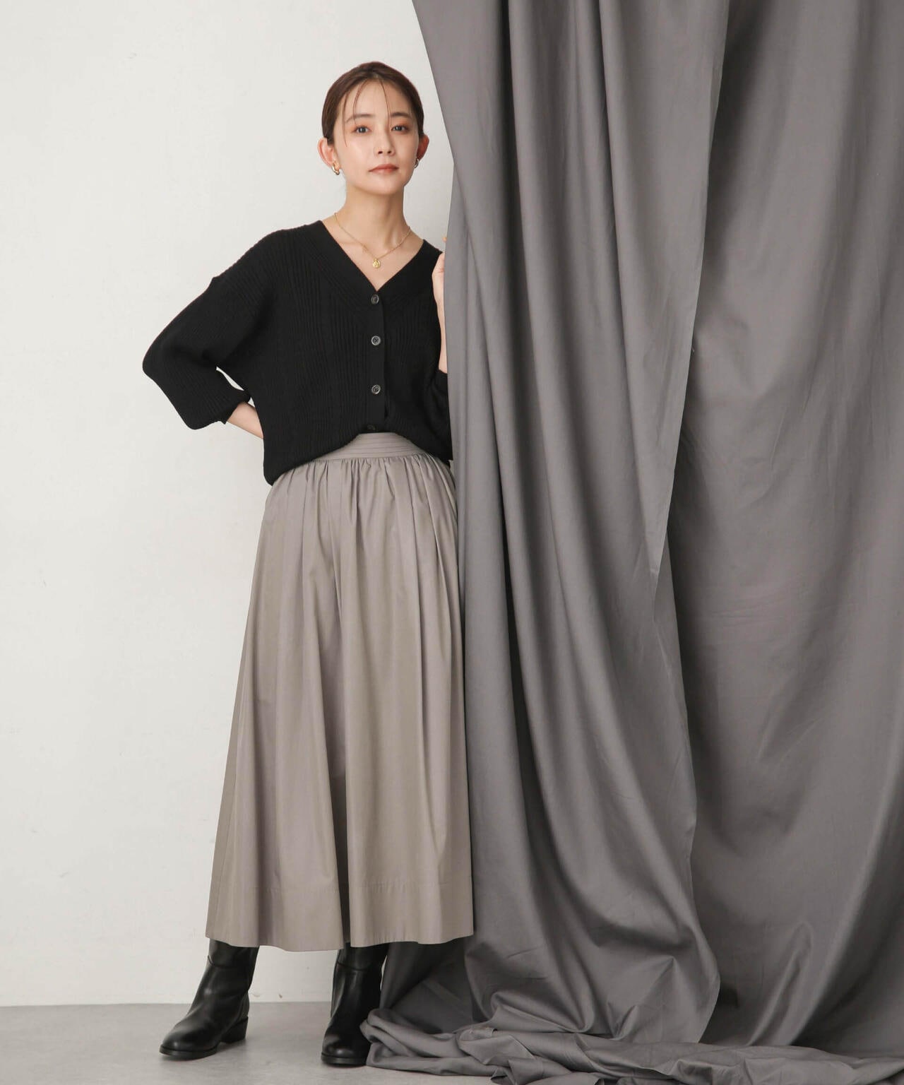 毛玉レスニットリブケーブルカーディガン 6693222305