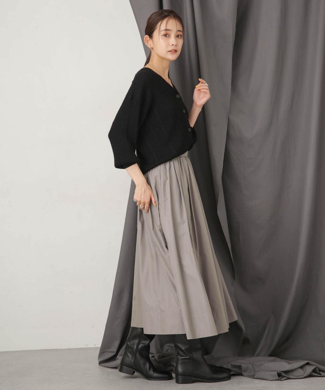 毛玉レスニットリブケーブルカーディガン 6693222305