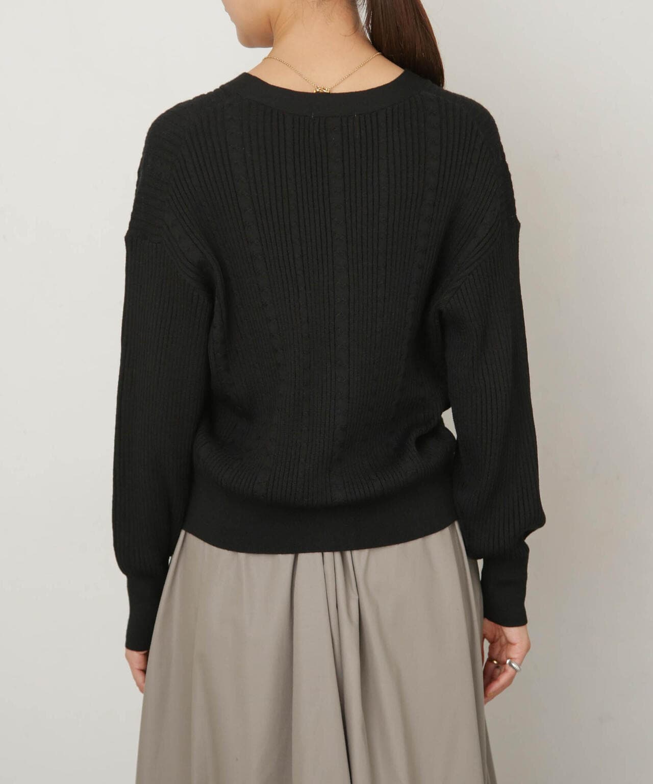 毛玉レスニットリブケーブルカーディガン 6693222305