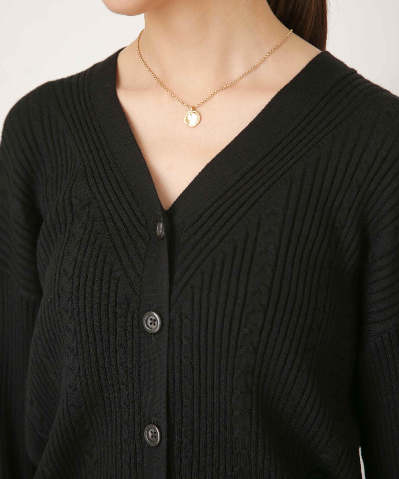 毛玉レスニットリブケーブルカーディガン 6693222305