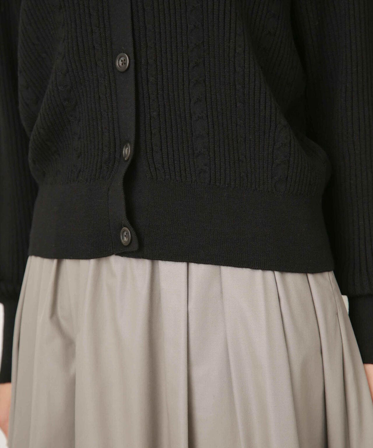 毛玉レスニットリブケーブルカーディガン 6693222305