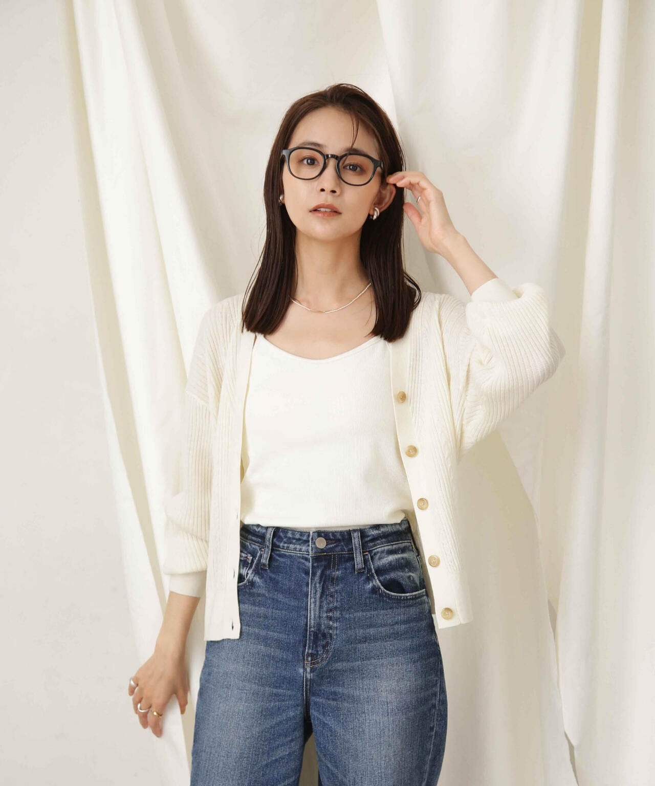 毛玉レスニットリブケーブルカーディガン 6693222305