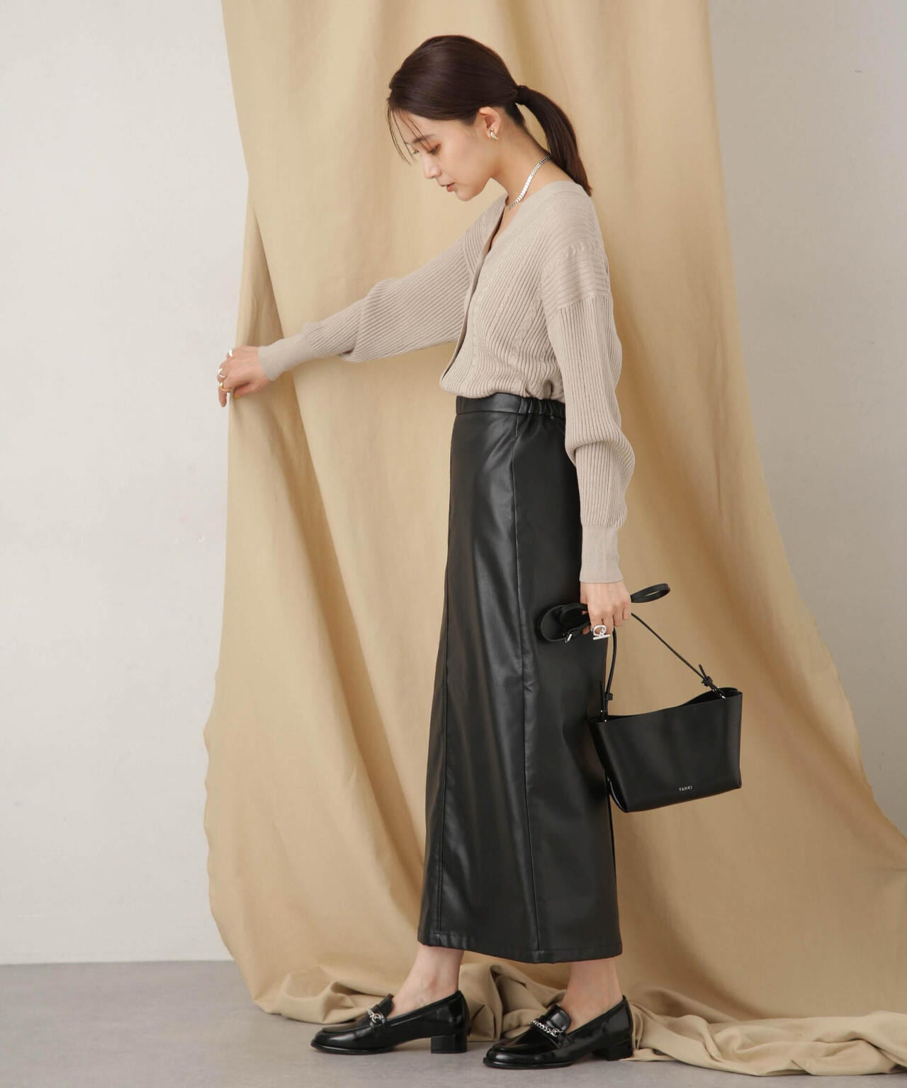 毛玉レスニットリブケーブルカーディガン 6693222305