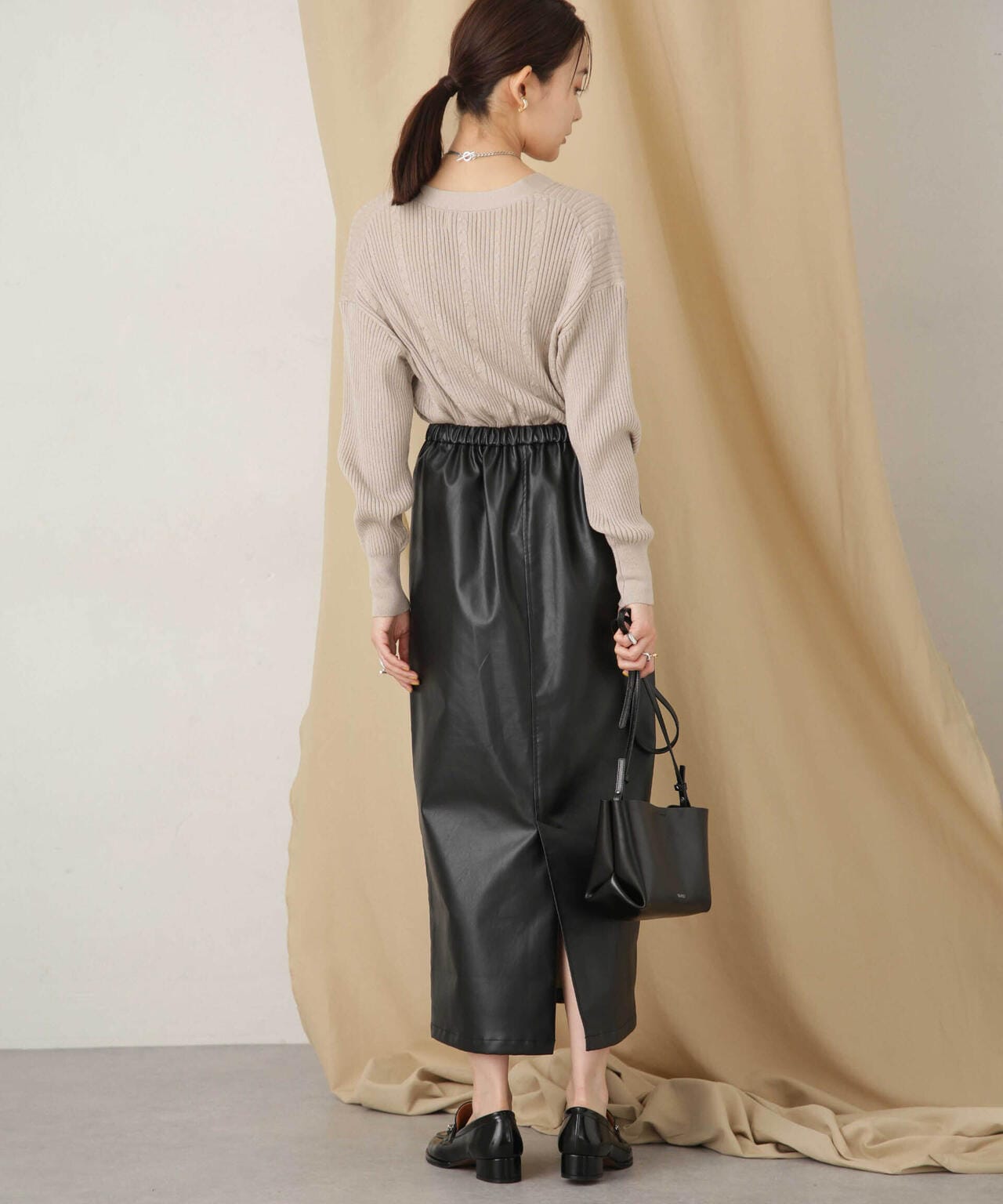 毛玉レスニットリブケーブルカーディガン 6693222305