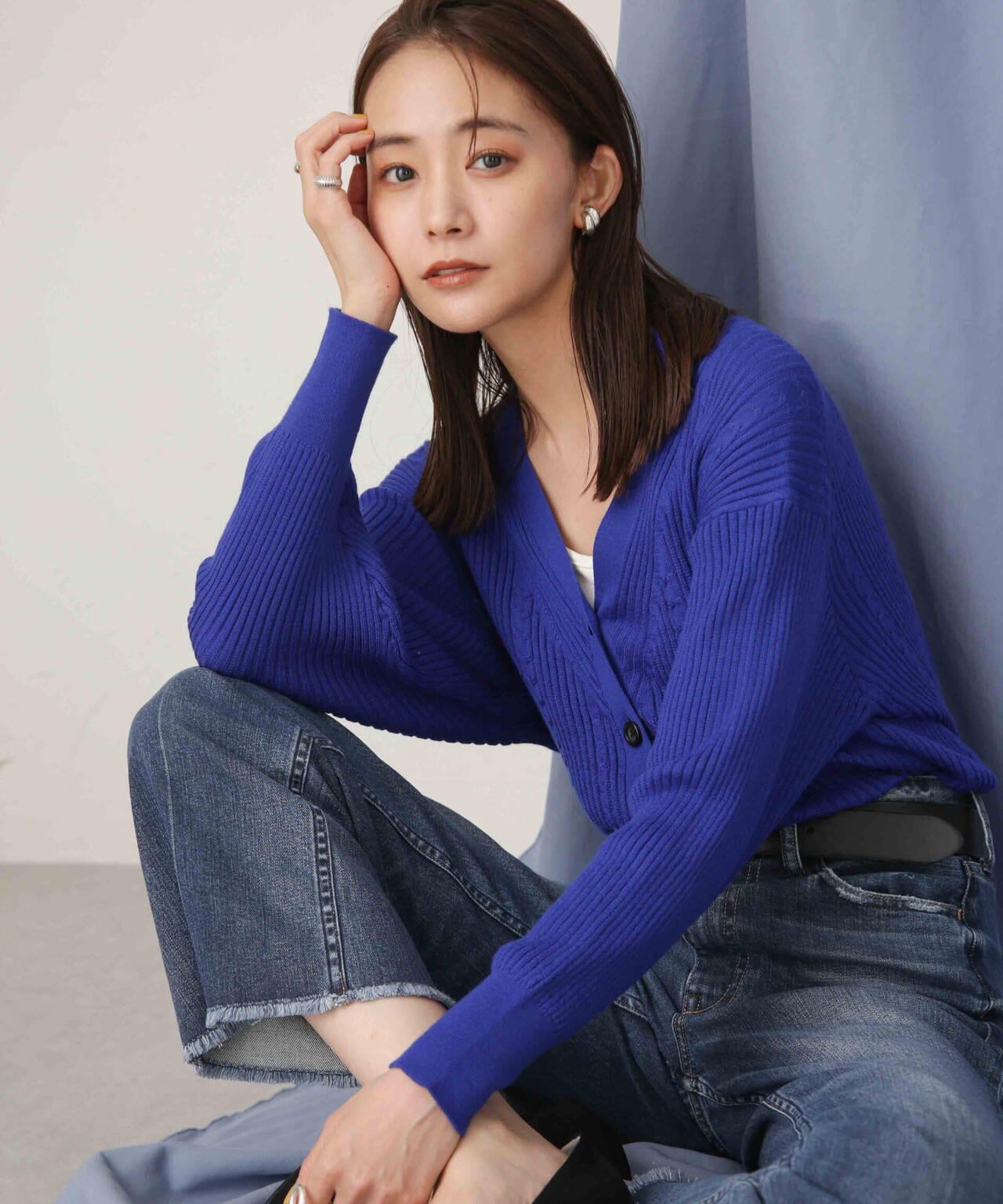 毛玉レスニットリブケーブルカーディガン 6693222305