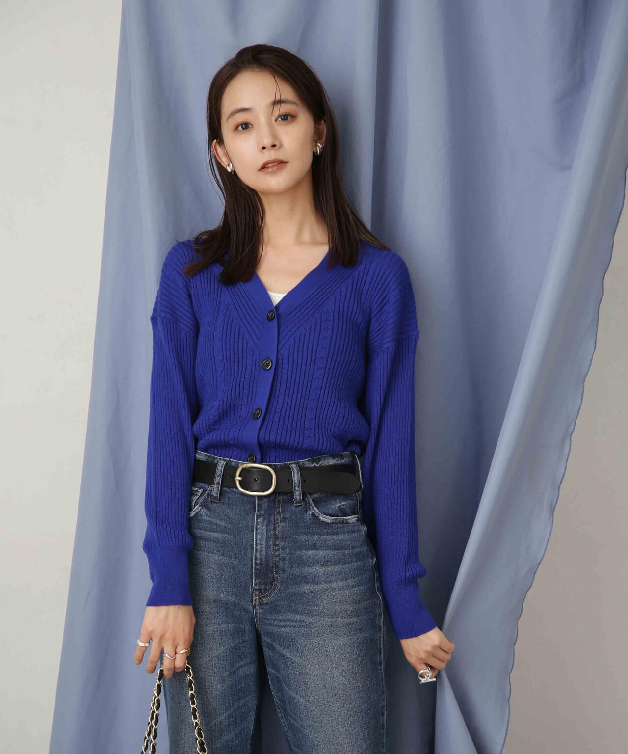 毛玉レスニットリブケーブルカーディガン 6693222305