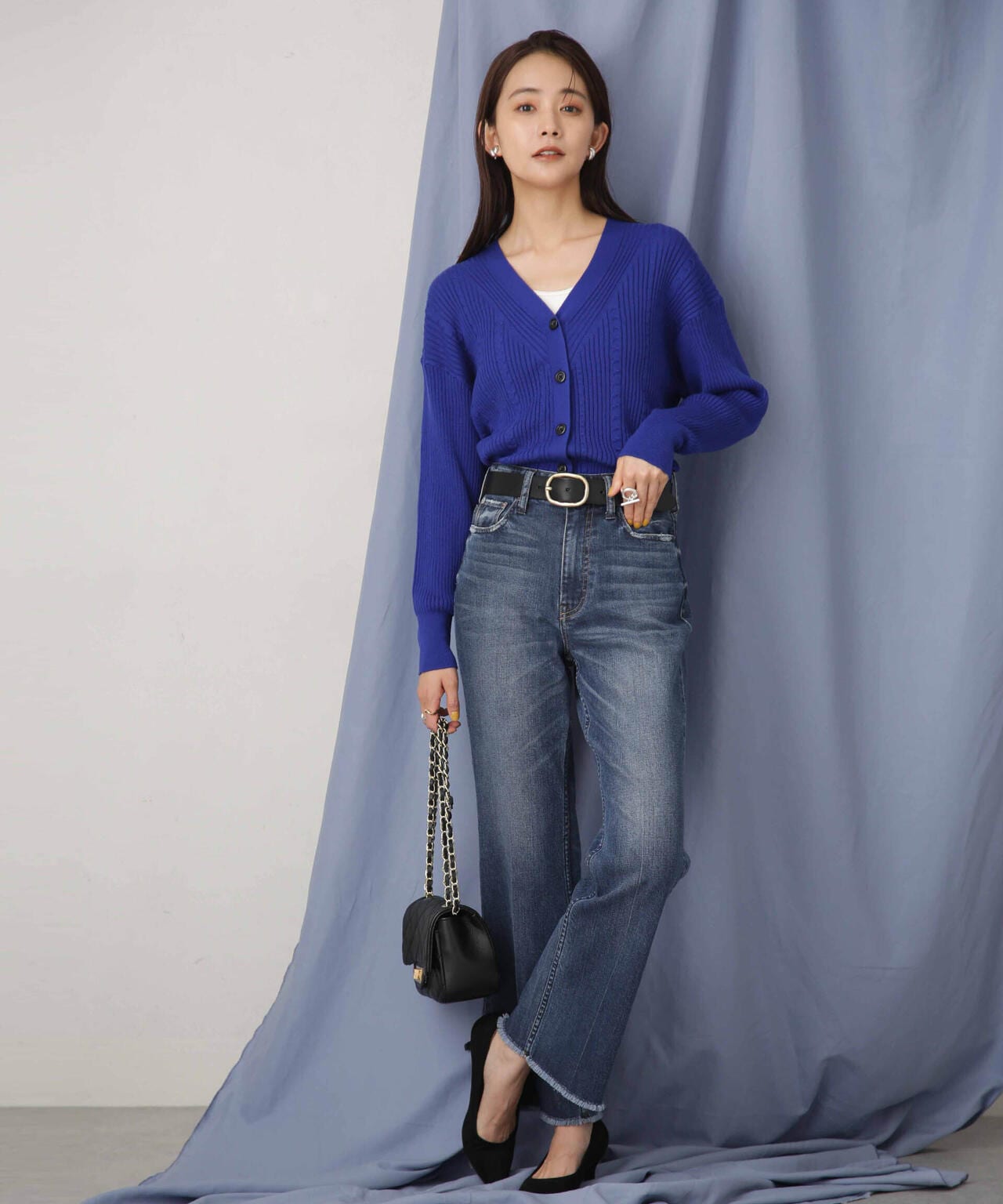 毛玉レスニットリブケーブルカーディガン 6693222305