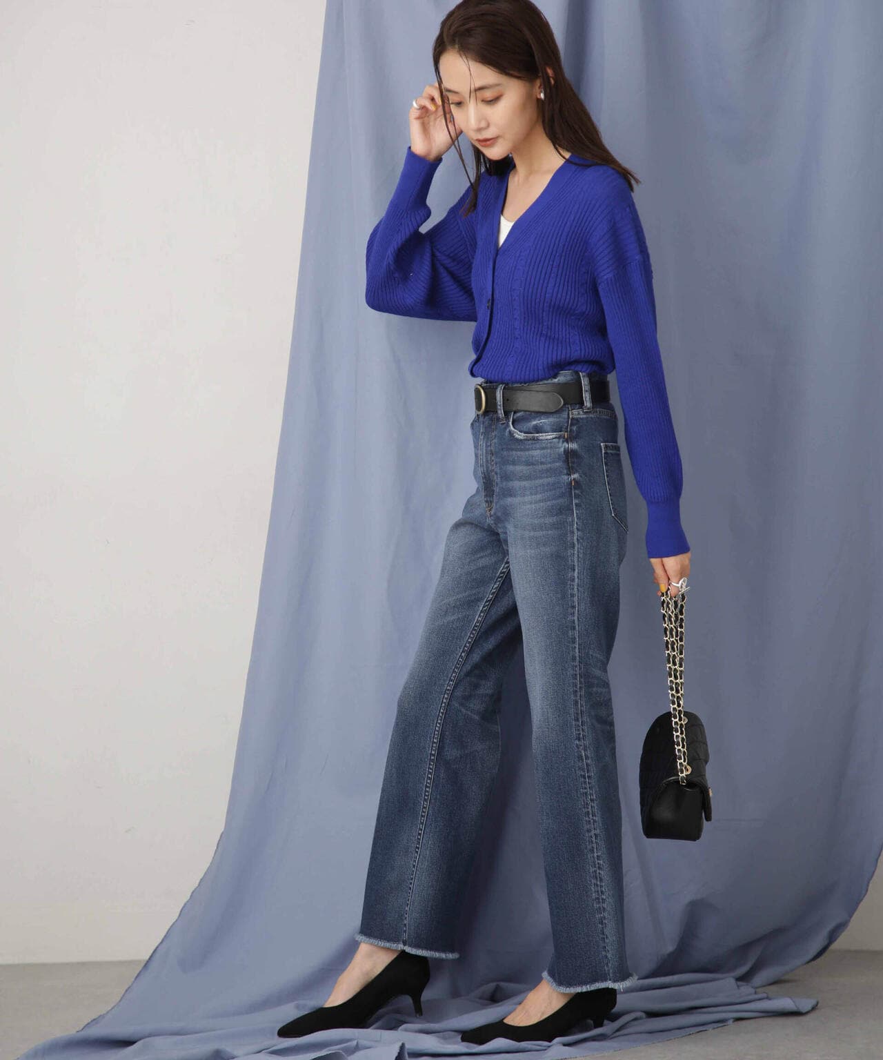 毛玉レスニットリブケーブルカーディガン 6693222305