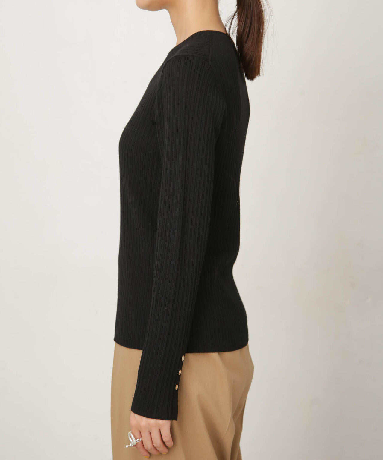 毛玉レスニットクルーネックリブプルオーバー 6693222306