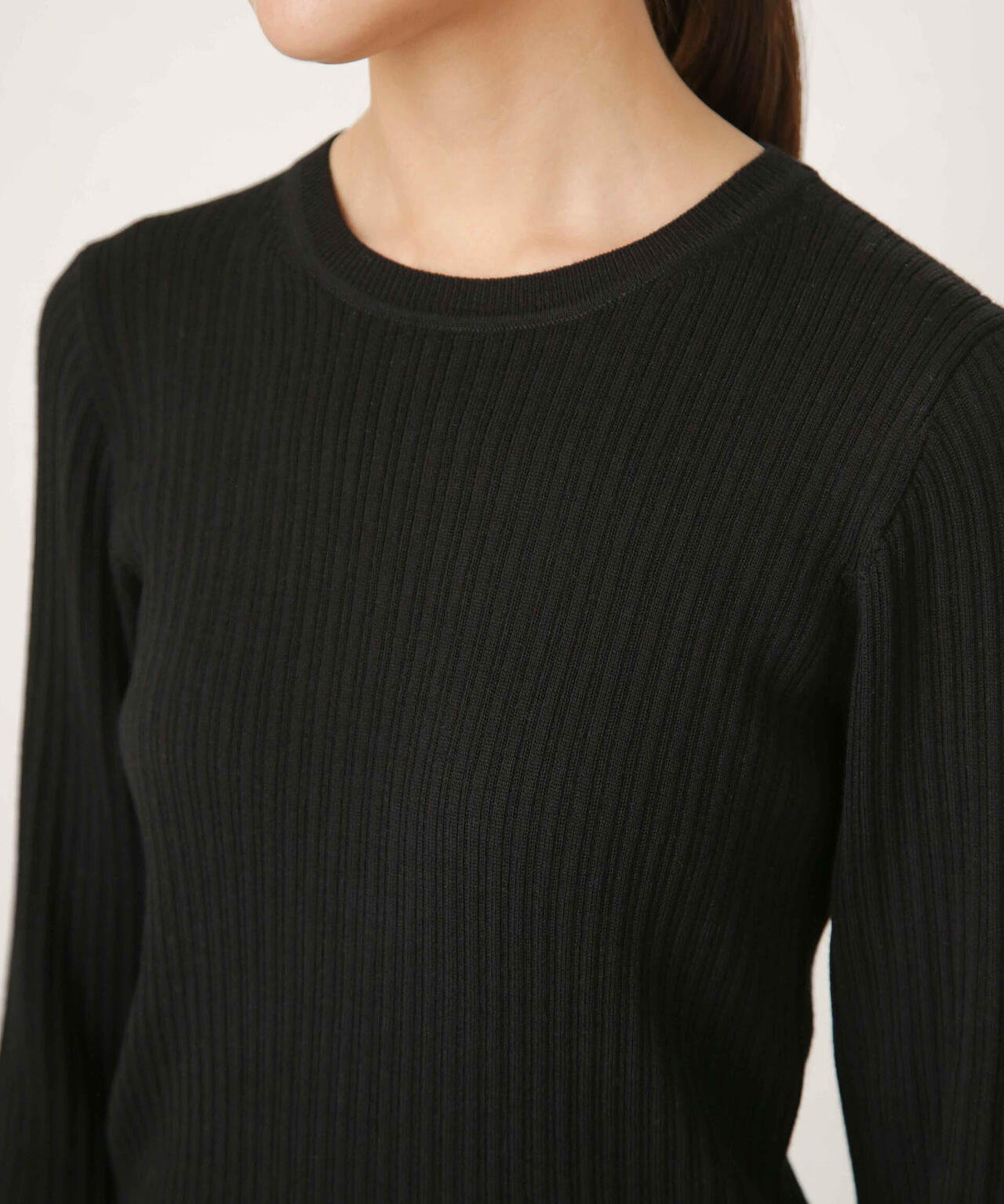 毛玉レスニットクルーネックリブプルオーバー 6693222306