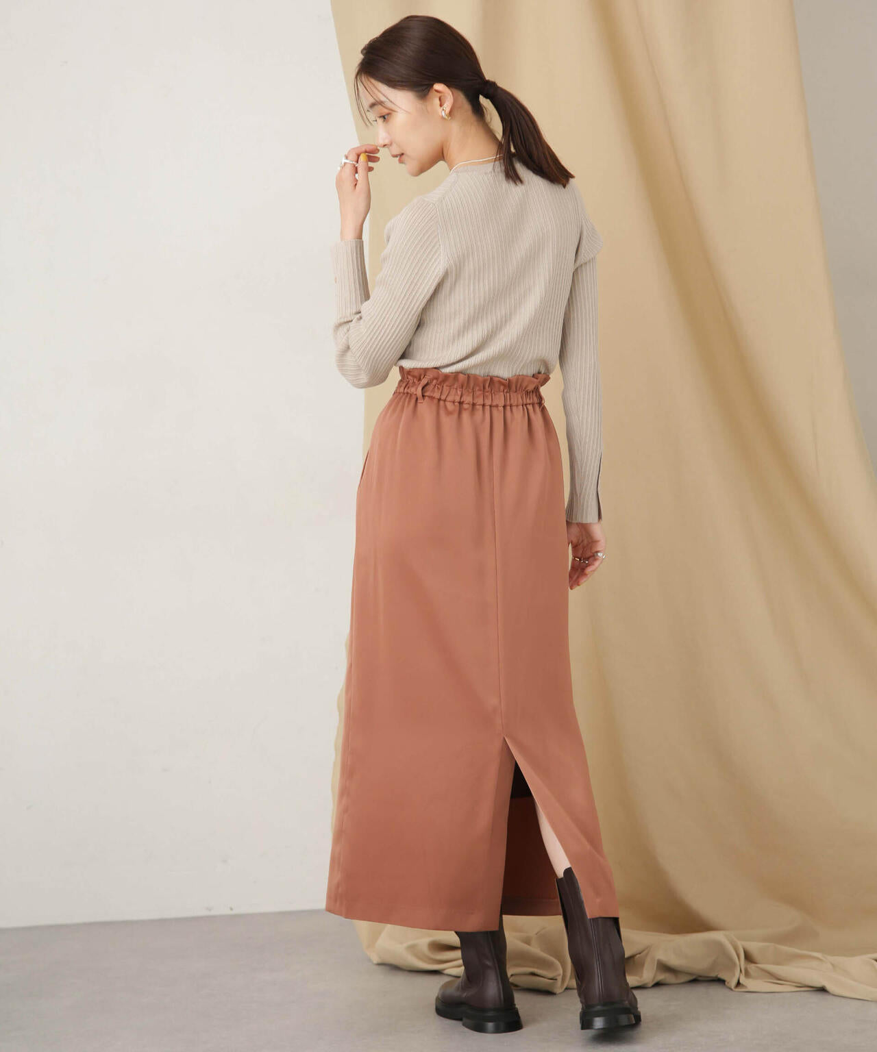 毛玉レスニットクルーネックリブプルオーバー 6693222306