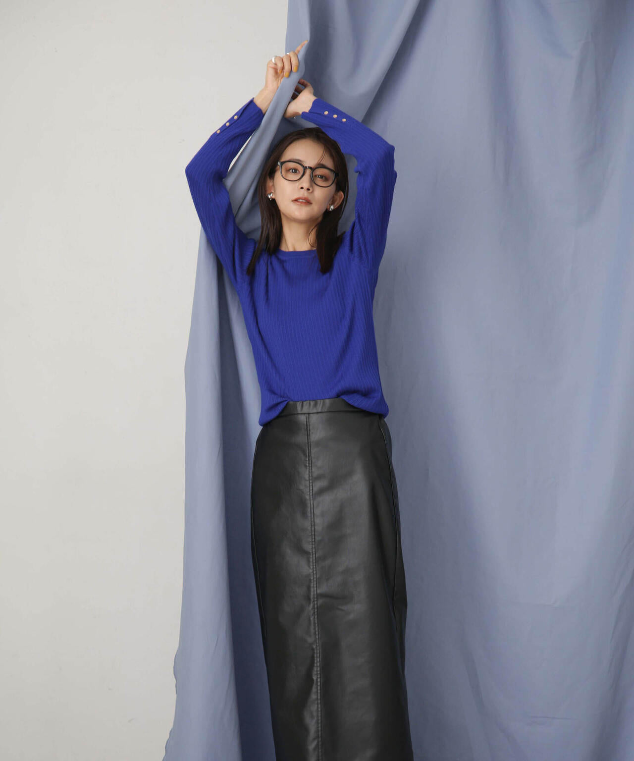 毛玉レスニットクルーネックリブプルオーバー 6693222306