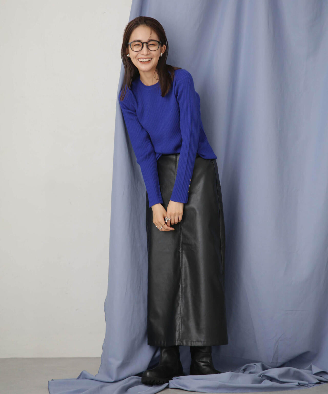 毛玉レスニットクルーネックリブプルオーバー 6693222306