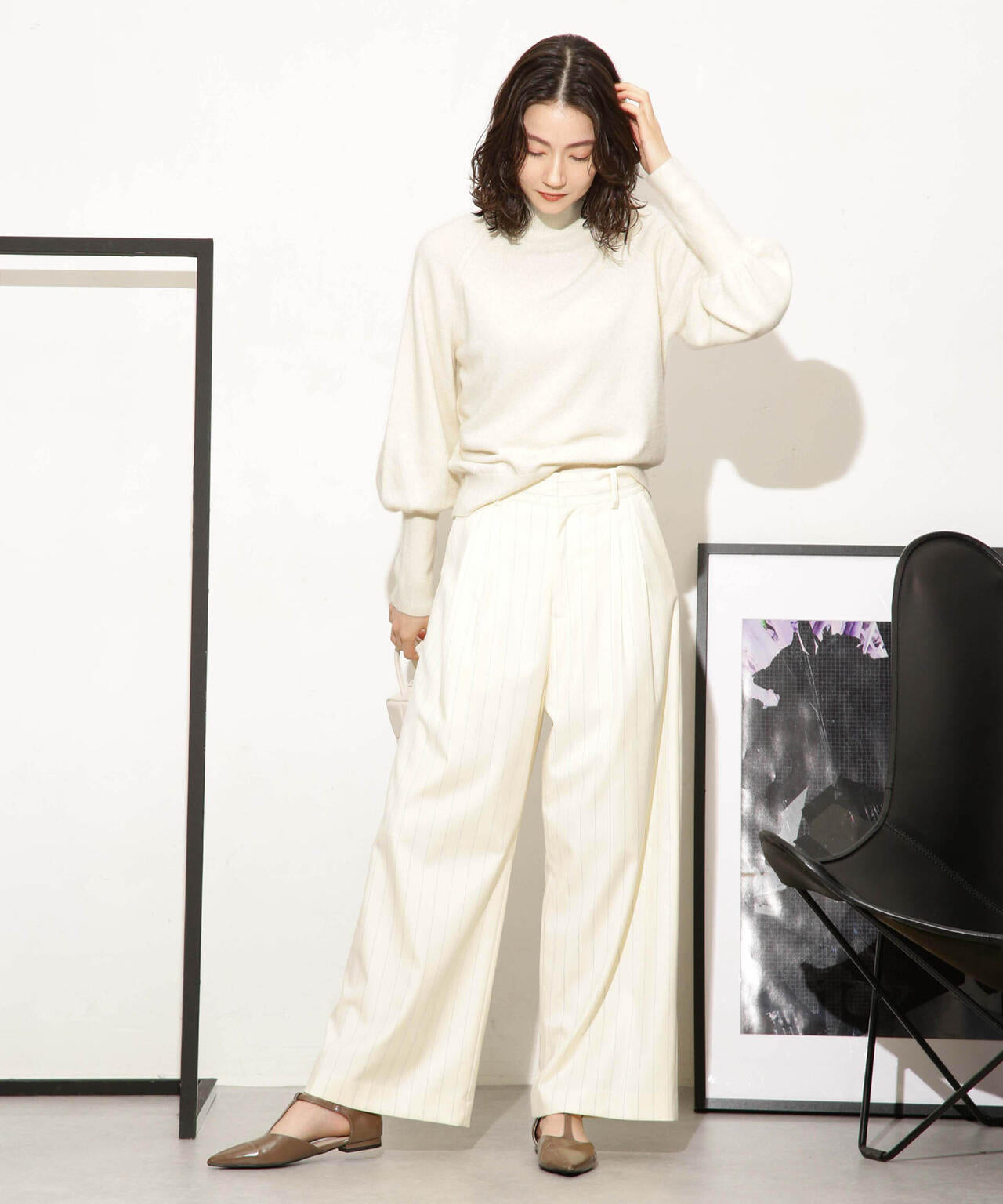 ヘアリーハイゲージフォルムスリーブニット 6693222320