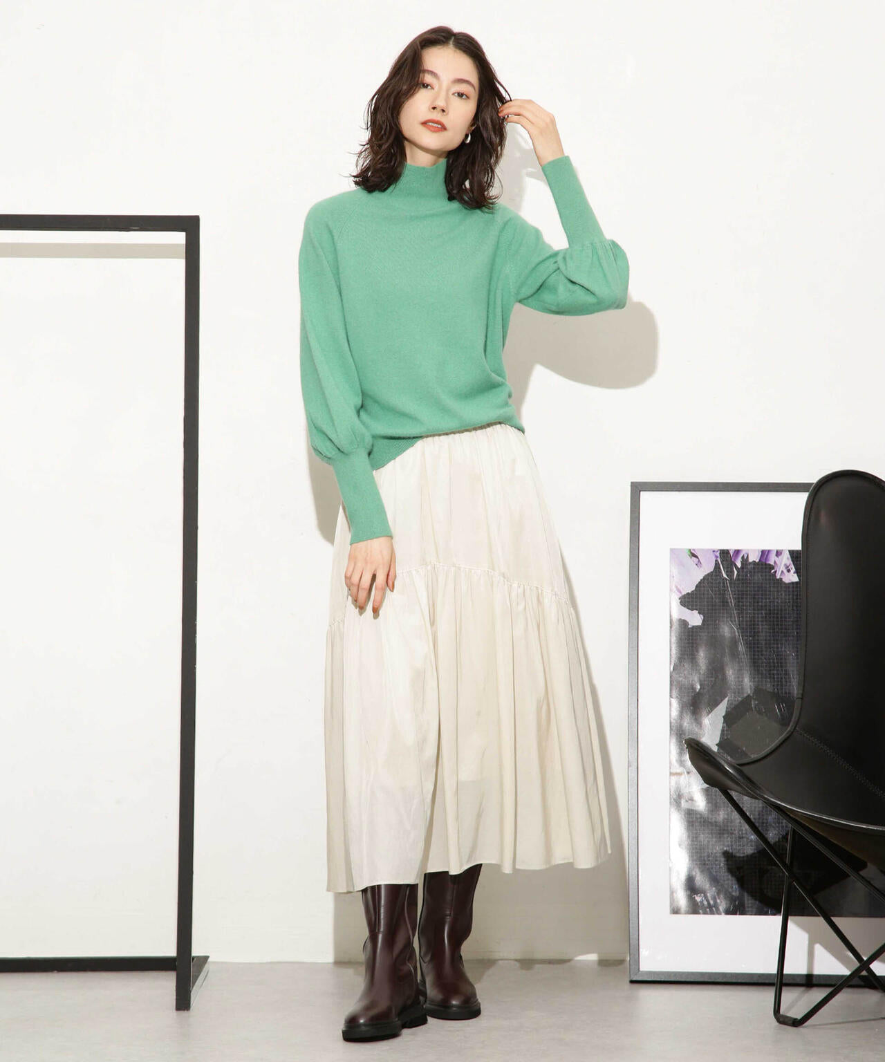 ヘアリーハイゲージフォルムスリーブニット 6693222320