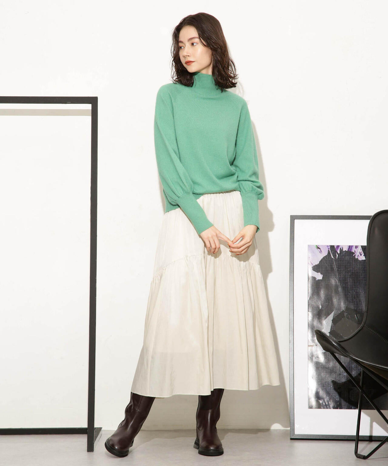 ヘアリーハイゲージフォルムスリーブニット 6693222320