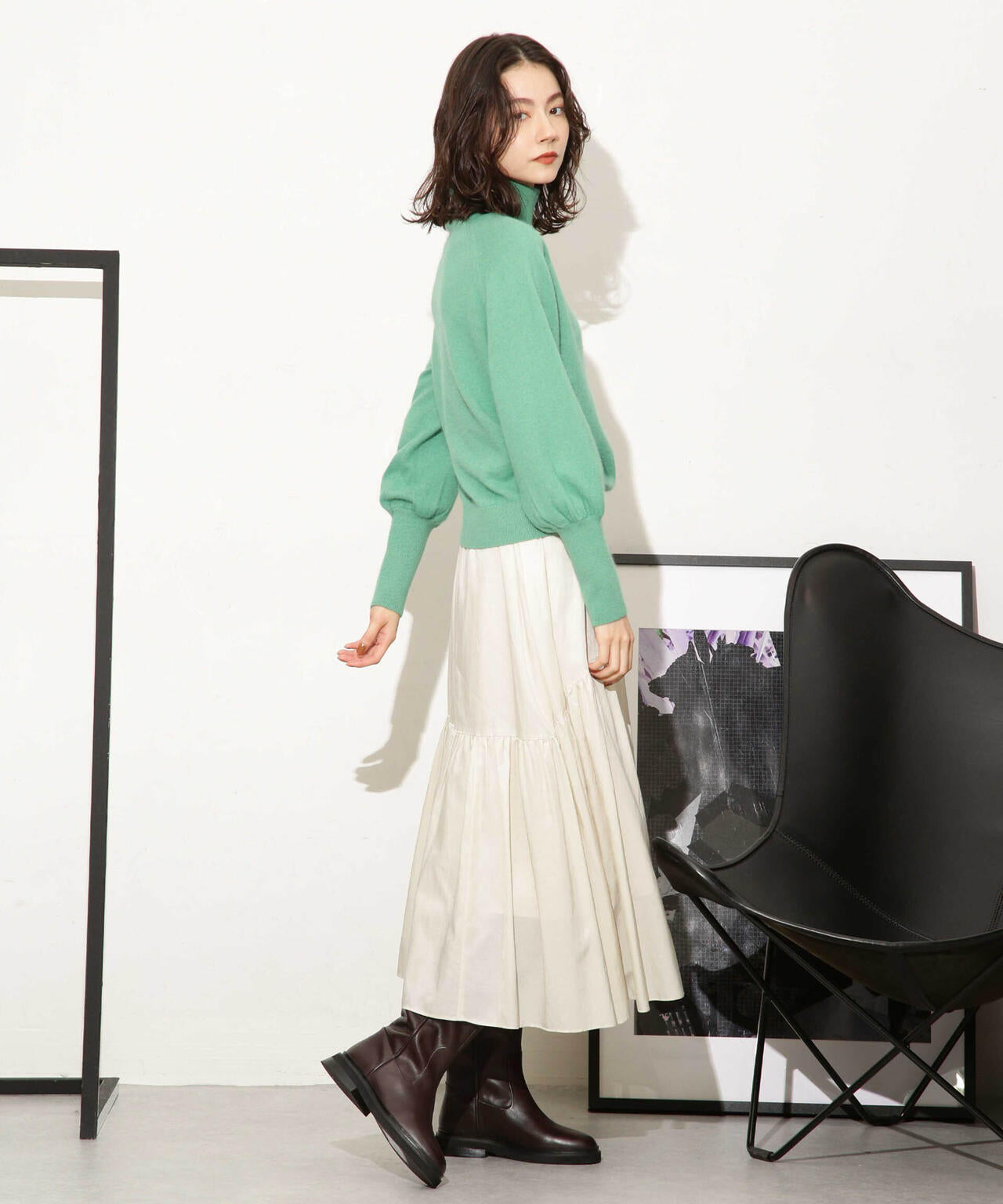 ヘアリーハイゲージフォルムスリーブニット 6693222320