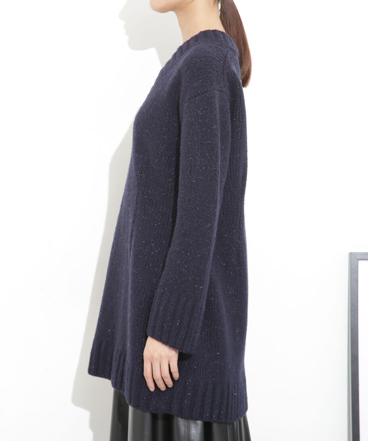 Vネックラメミックスロングニット 6693222321