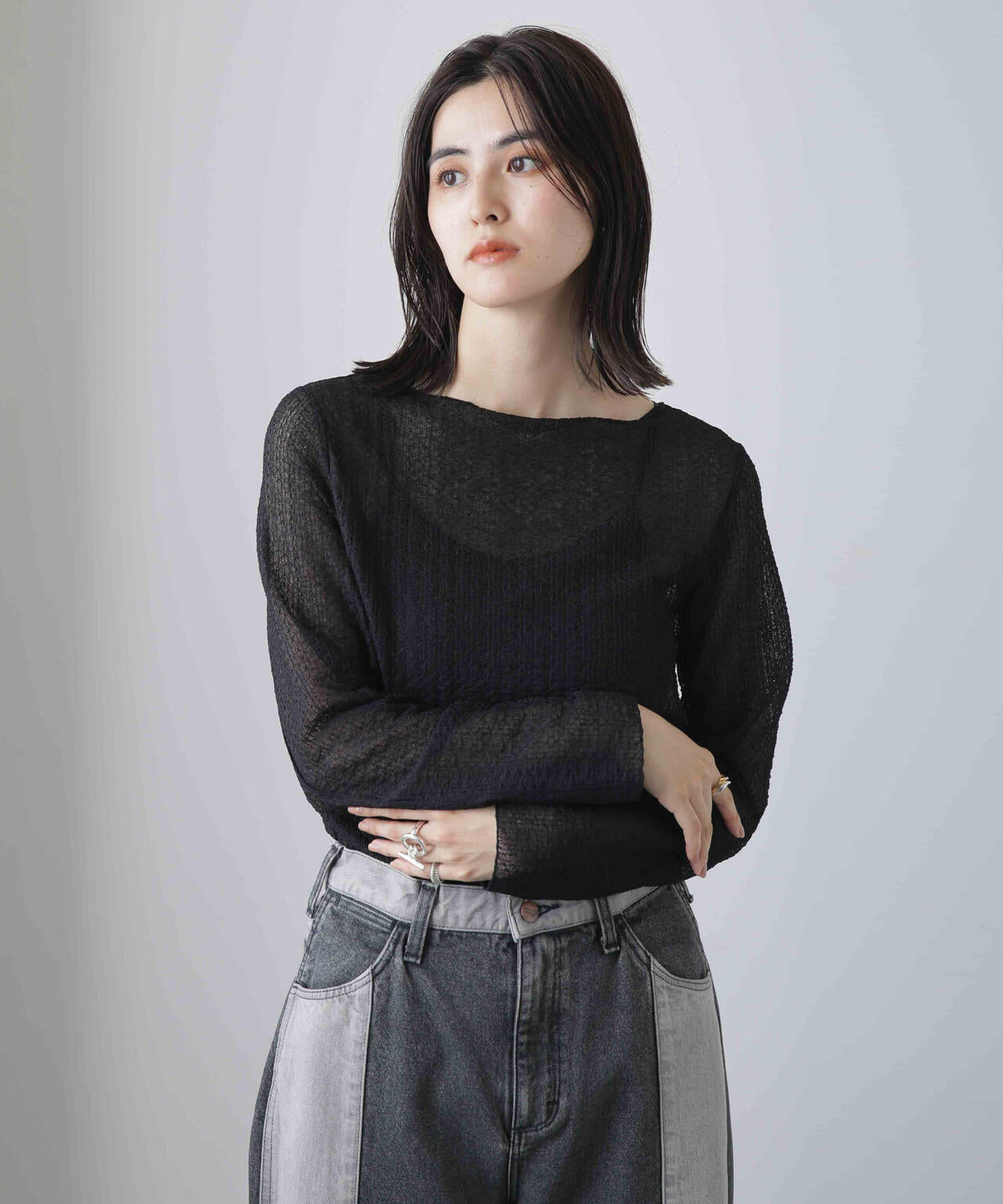 シャーリングレースカットトップス 6693223302