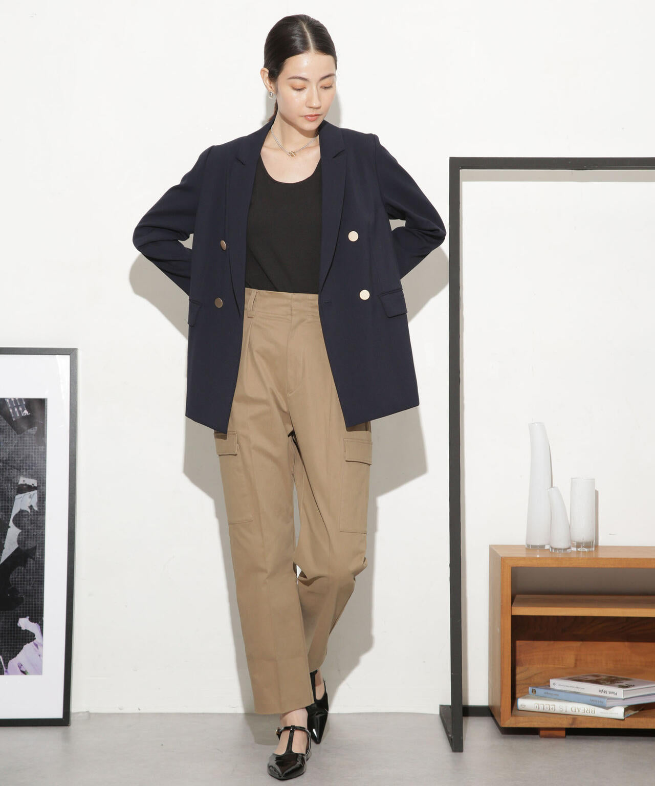 コットンサテンカーゴパンツ 6693227302