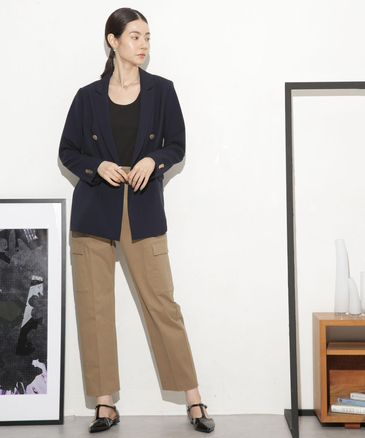 コットンサテンカーゴパンツ 6693227302