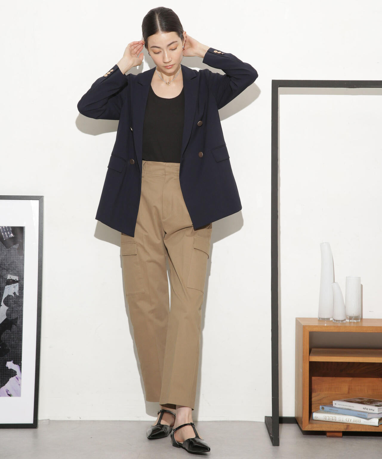 コットンサテンカーゴパンツ 6693227302