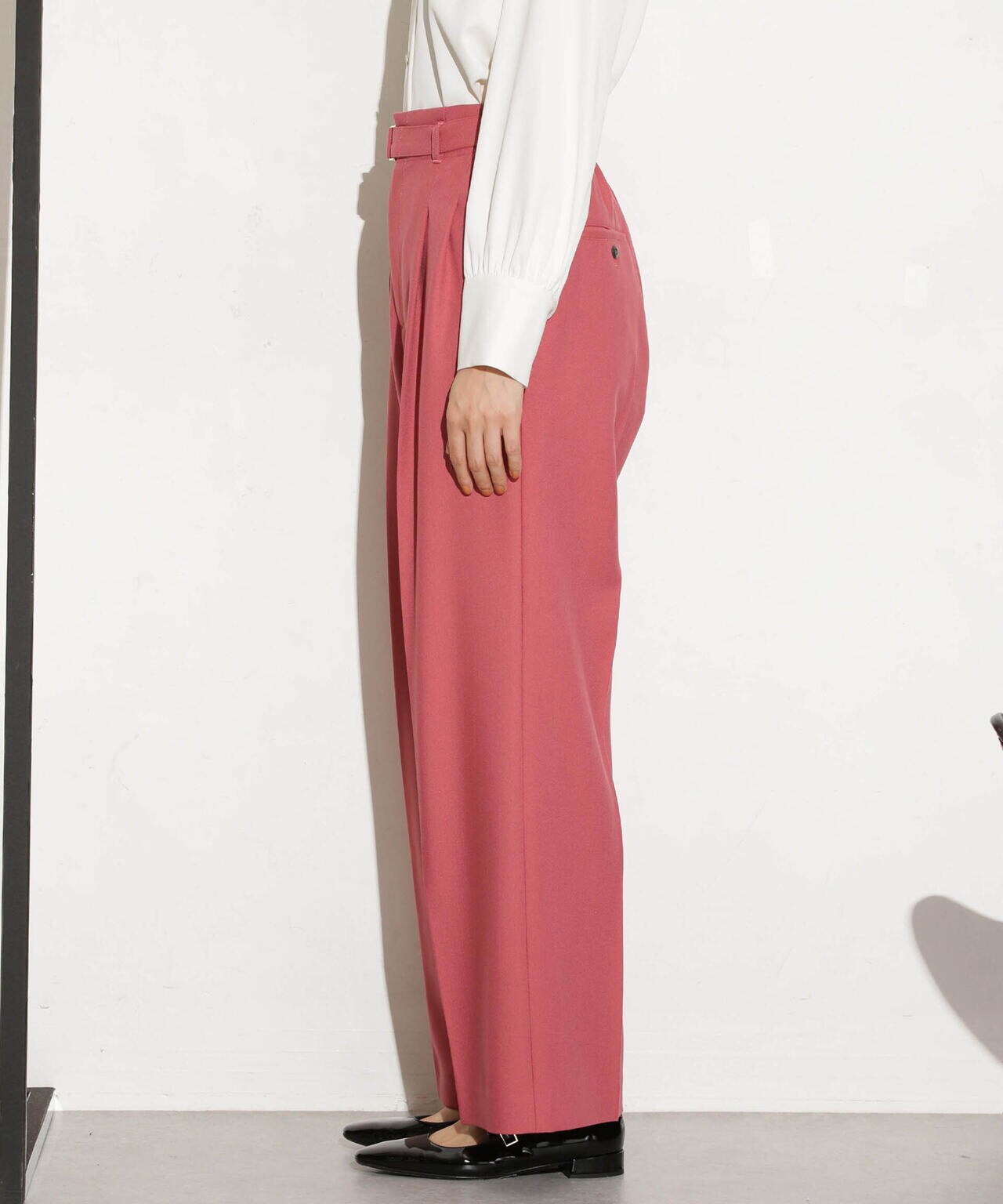 ベルト付きセミワイドツイルパンツ 6693227305