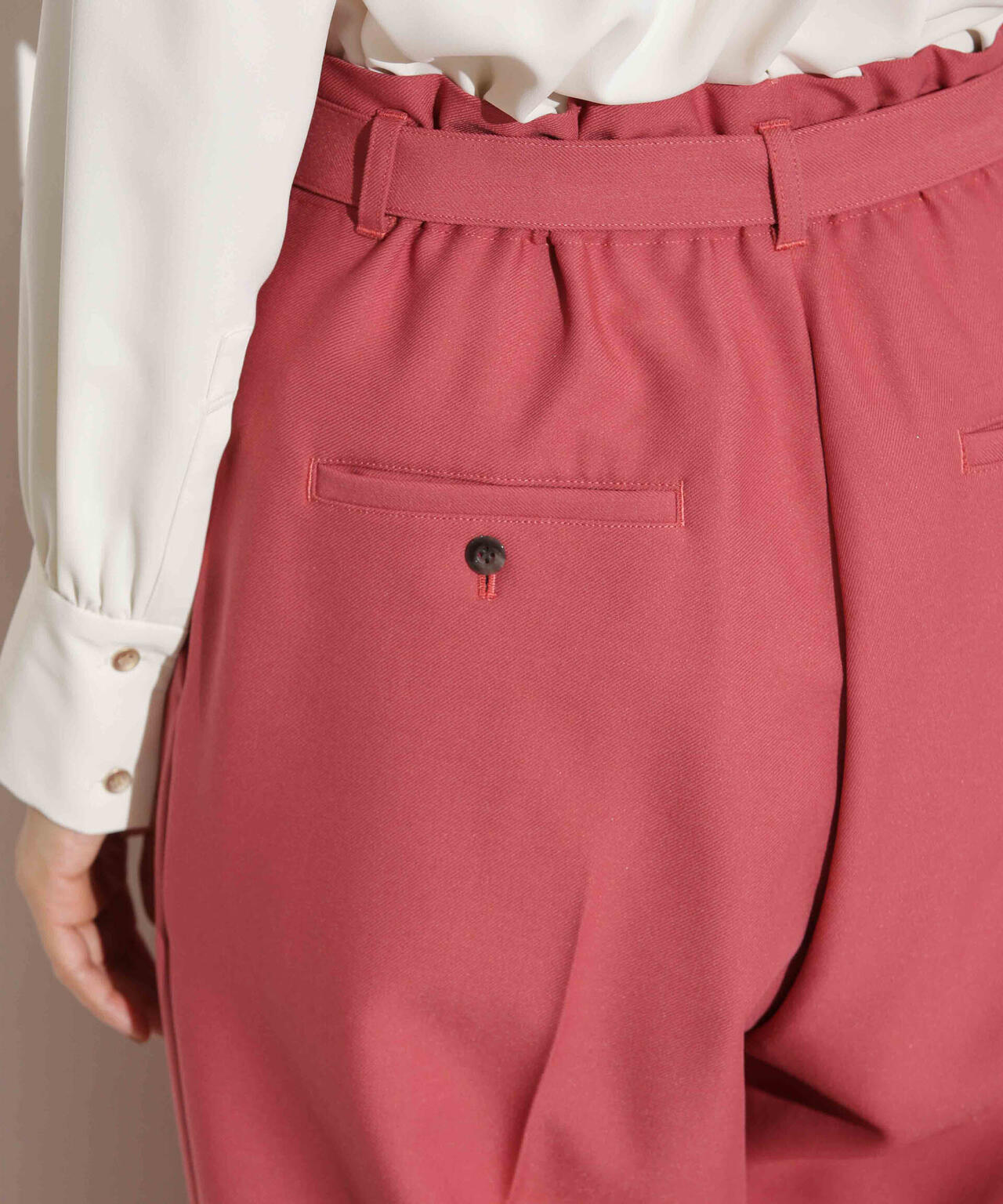 ベルト付きセミワイドツイルパンツ 6693227305