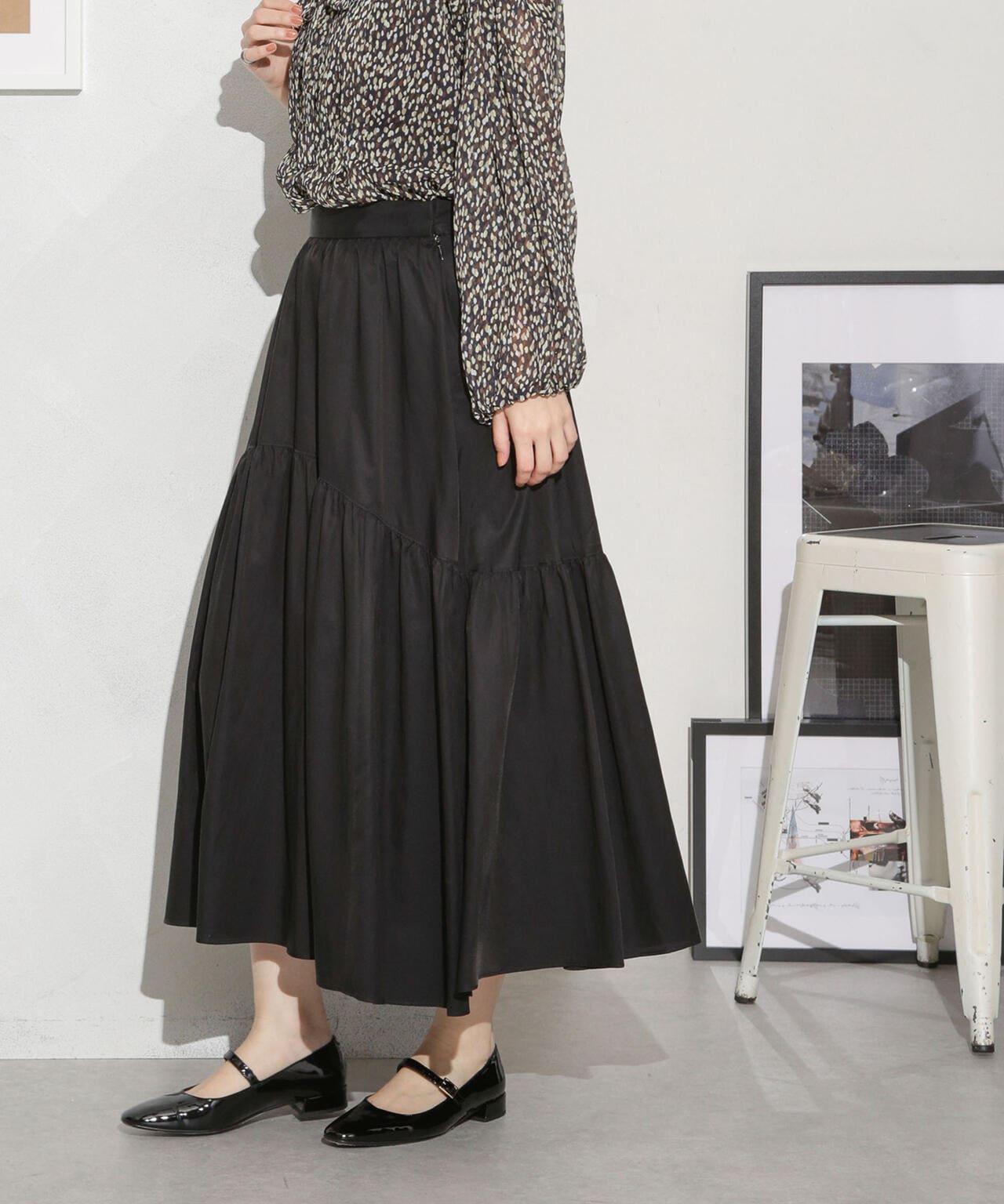 キュプラコットン ギャザースカート(セットアップ可) 6693230314