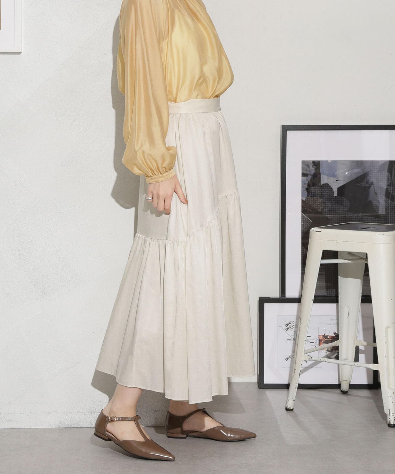 キュプラコットン ギャザースカート(セットアップ可) 6693230314