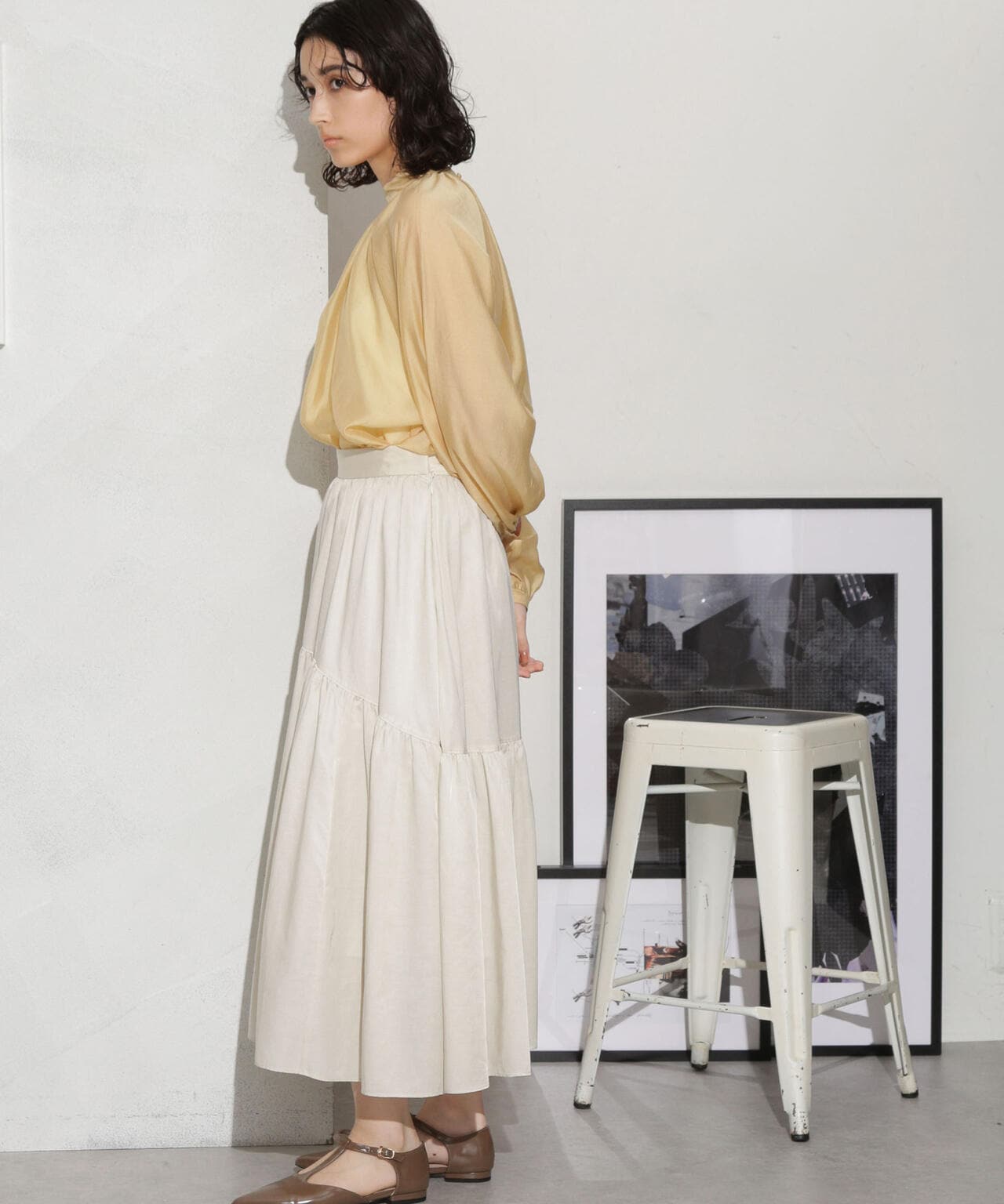 キュプラコットン ギャザースカート(セットアップ可) 6693230314