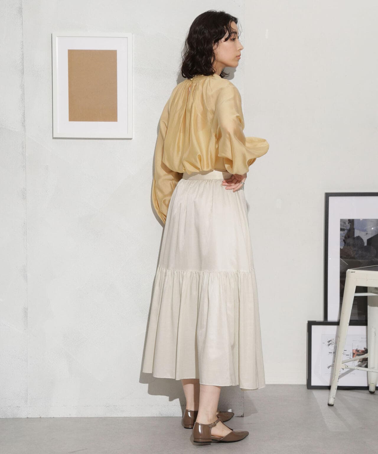 キュプラコットン ギャザースカート(セットアップ可) 6693230314