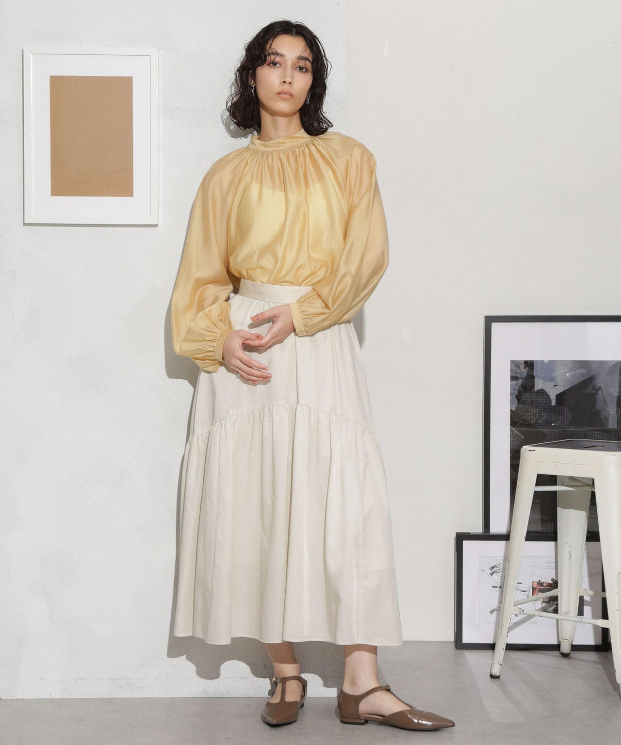 キュプラコットン ギャザースカート(セットアップ可) 6693230314