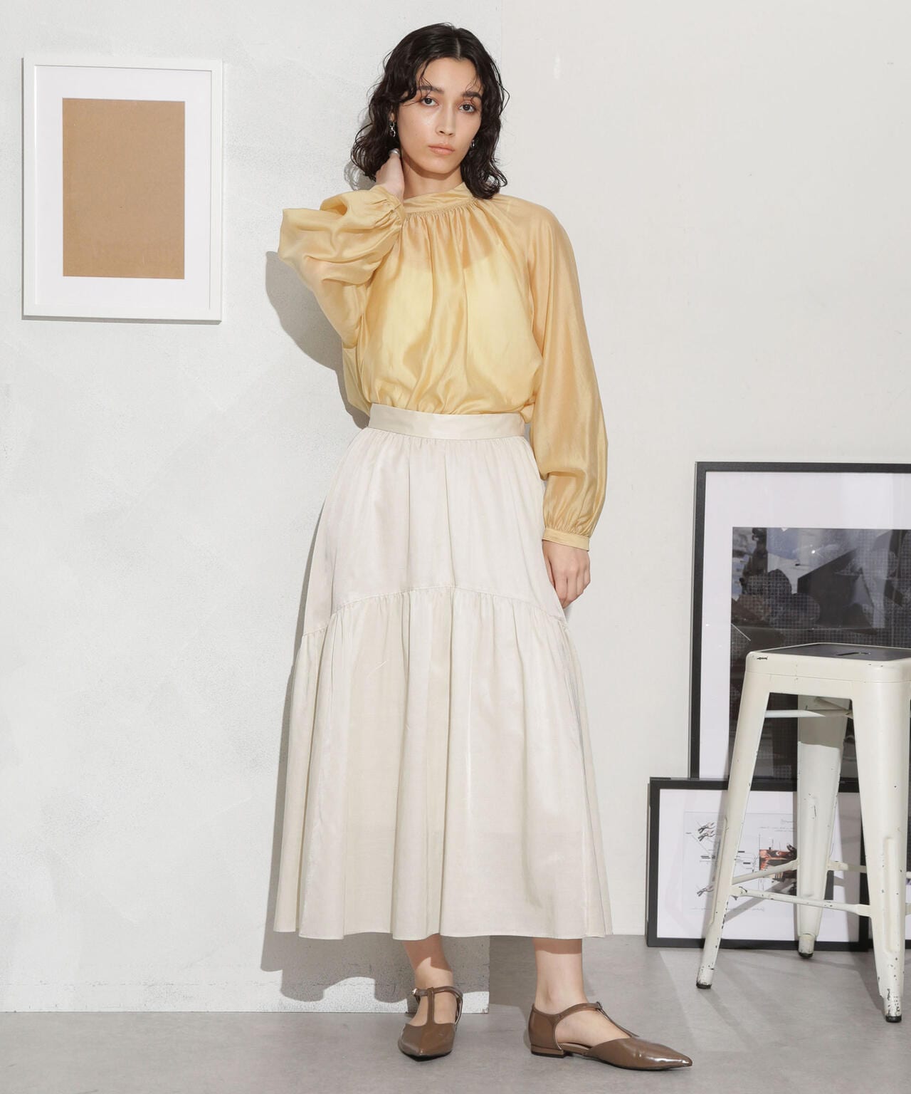 キュプラコットン ギャザースカート(セットアップ可) 6693230314