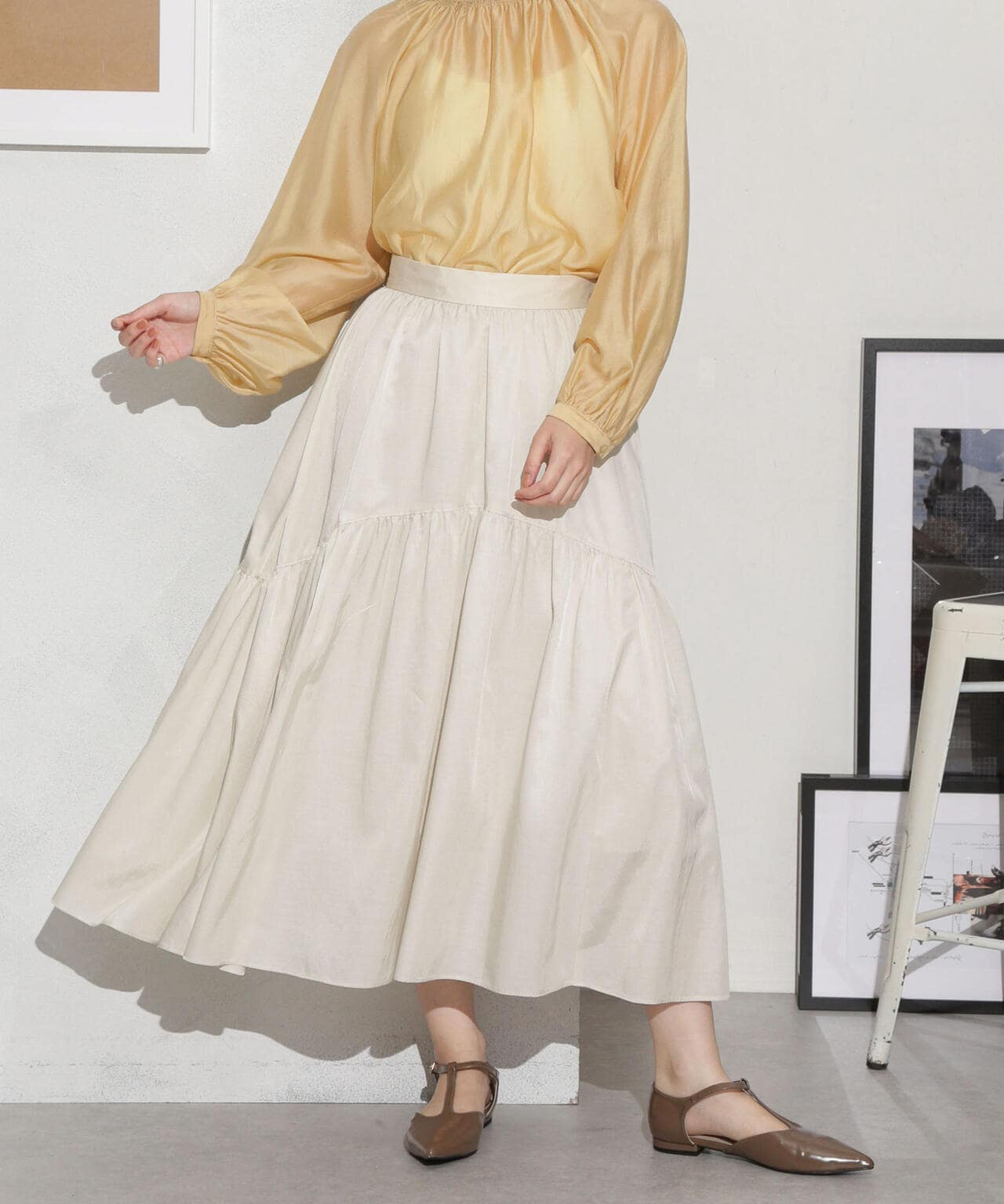 キュプラコットン ギャザースカート(セットアップ可) 6693230314