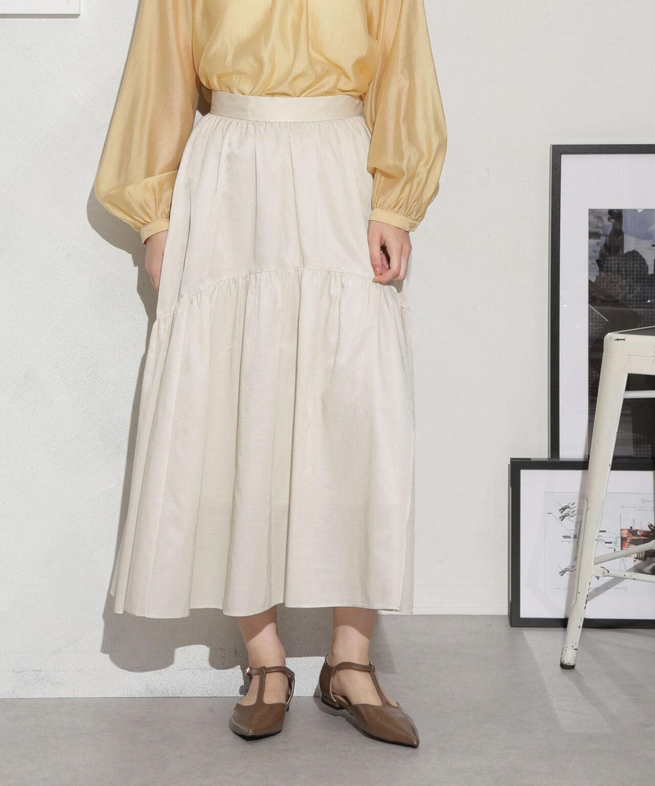 キュプラコットン ギャザースカート(セットアップ可) 6693230314