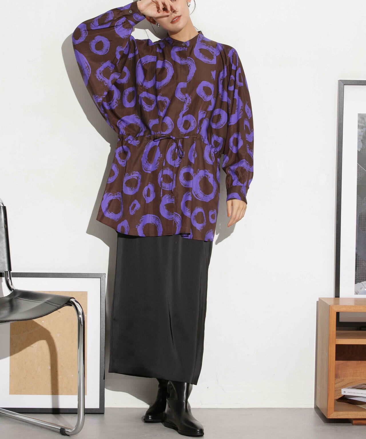 マットサテンIラインスカート 6693230319