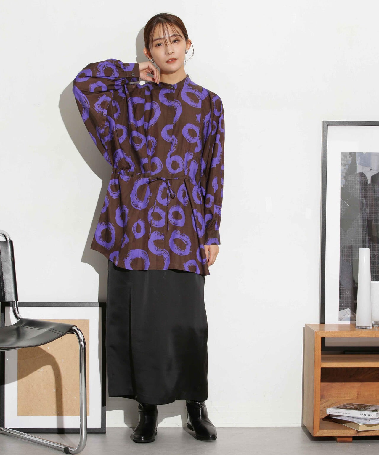 マットサテンIラインスカート 6693230319