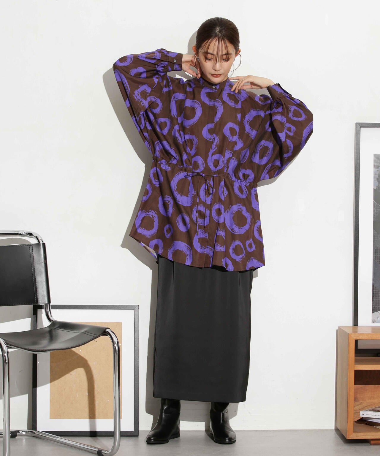 マットサテンIラインスカート 6693230319