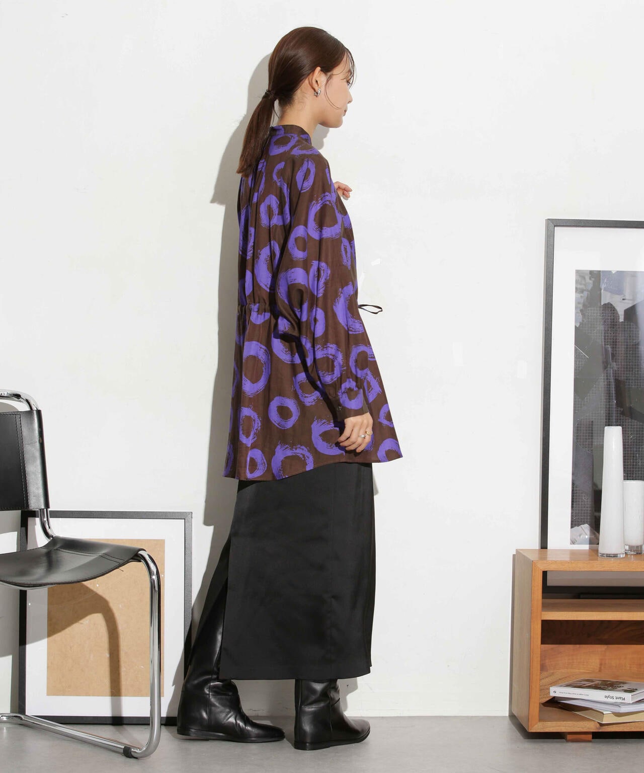 マットサテンIラインスカート 6693230319