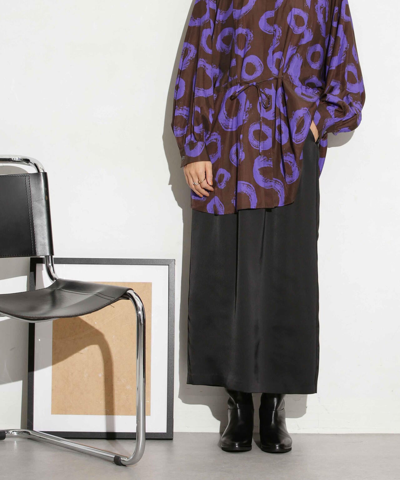 マットサテンIラインスカート 6693230319