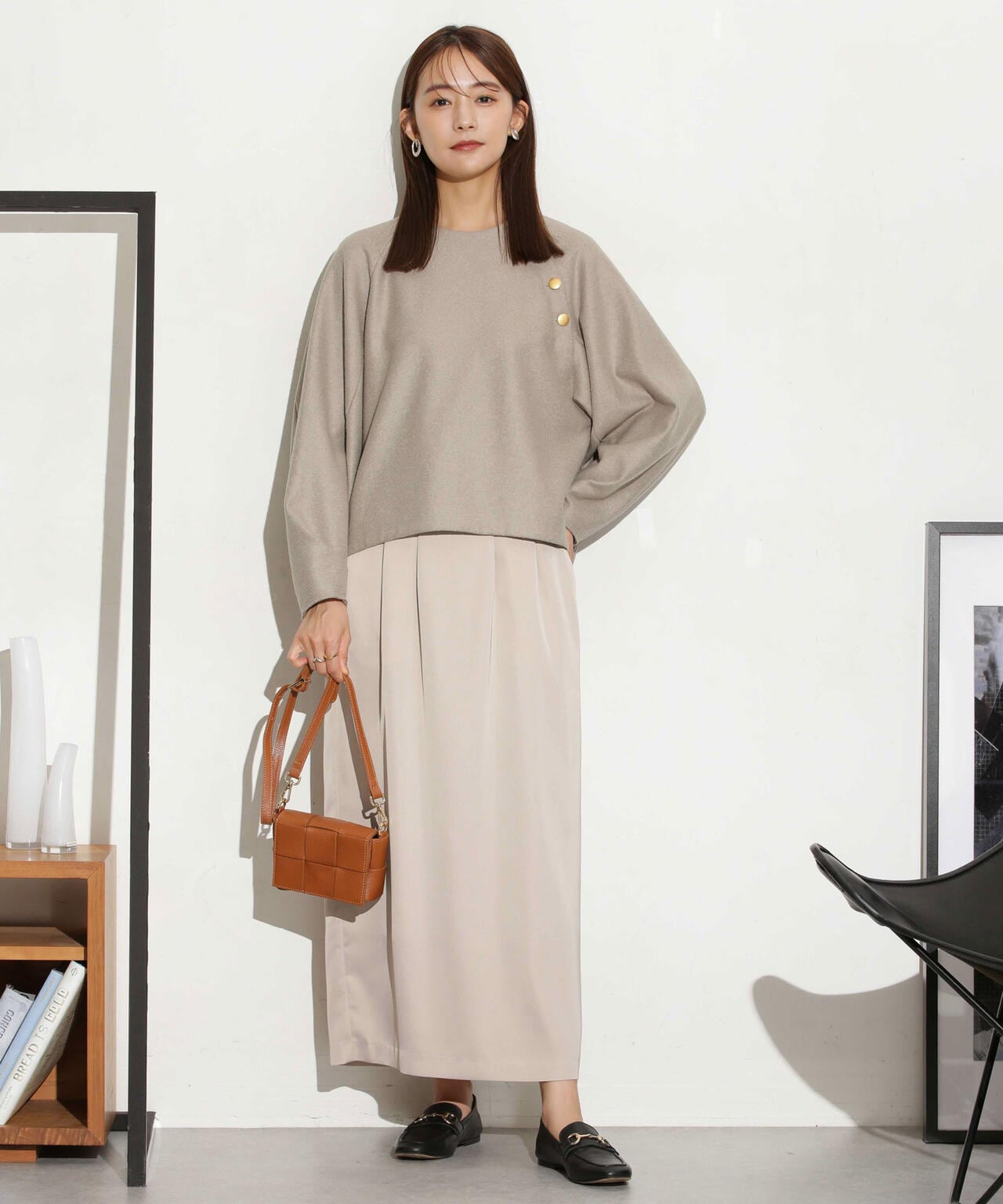 マットサテンIラインスカート 6693230319