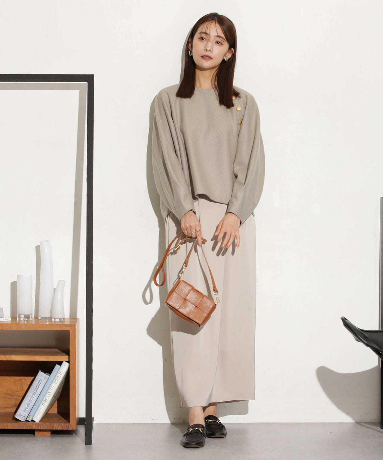 マットサテンIラインスカート 6693230319