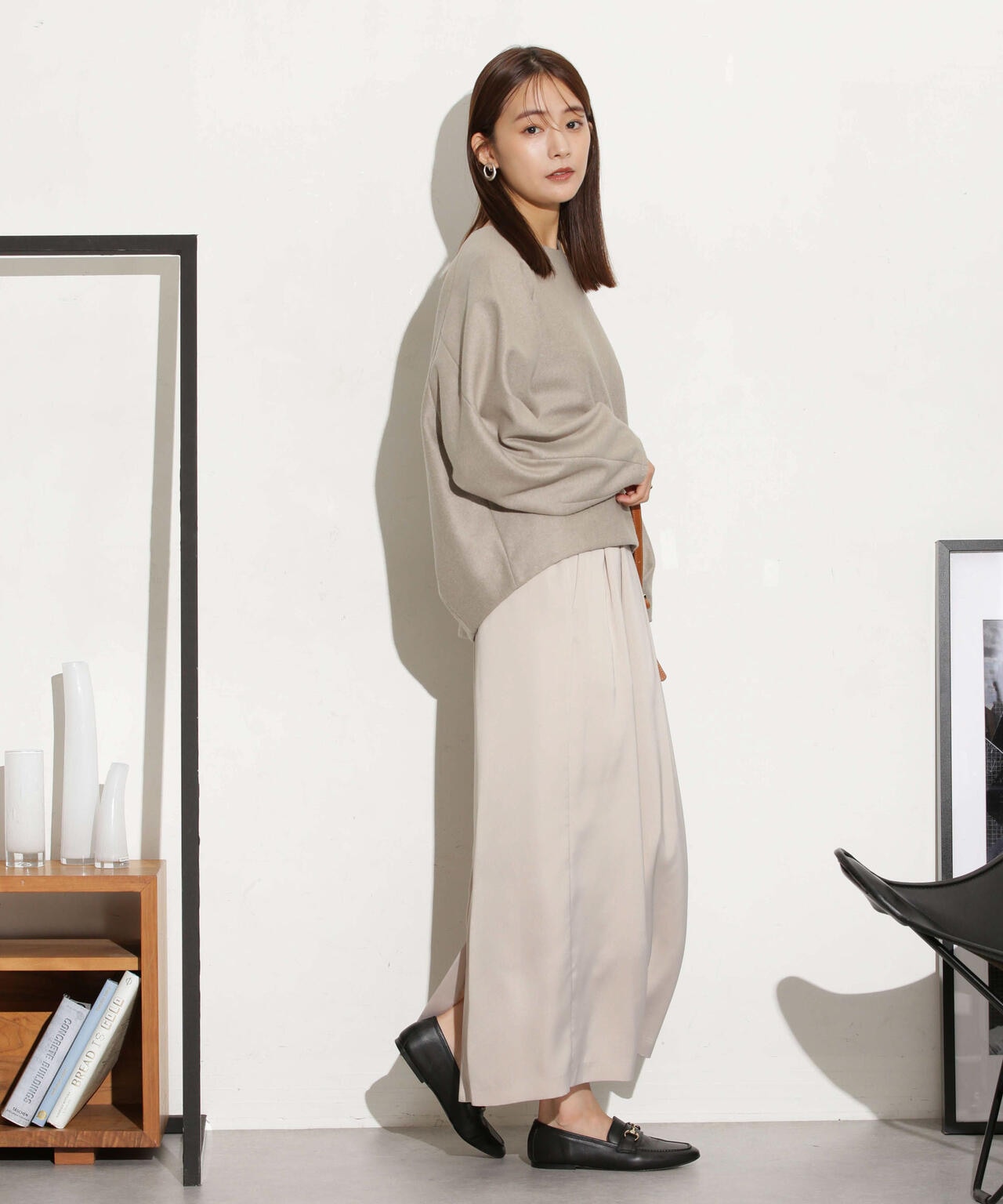 マットサテンIラインスカート 6693230319