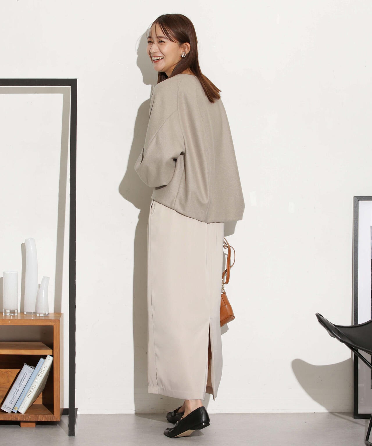 マットサテンIラインスカート 6693230319