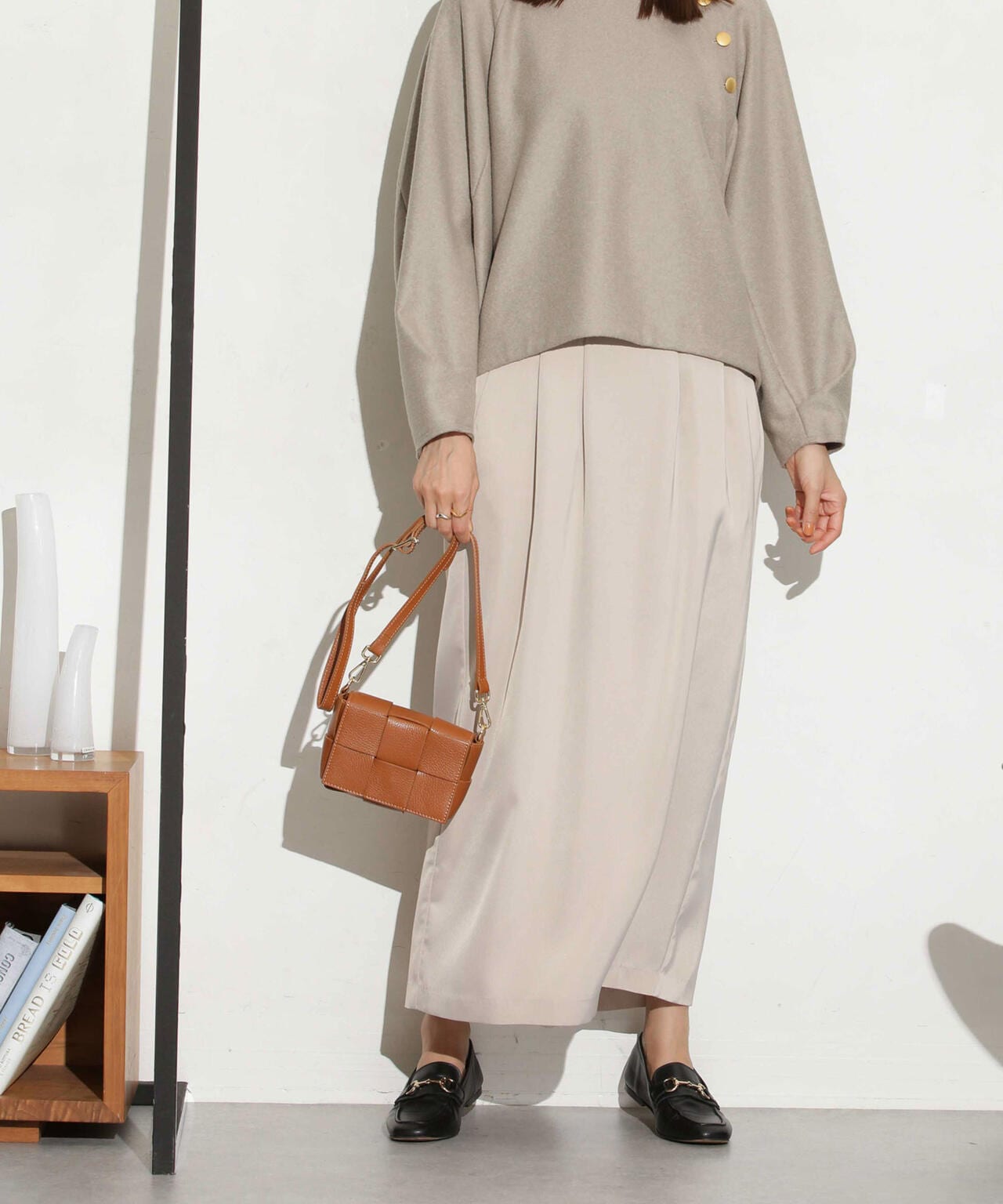 マットサテンIラインスカート 6693230319