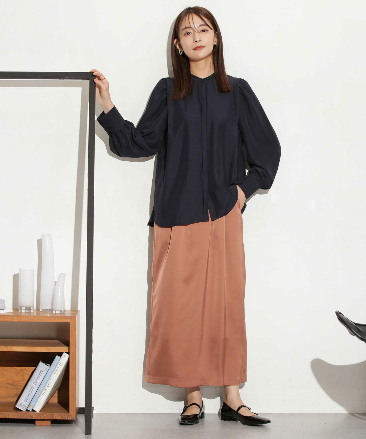 マットサテンIラインスカート 6693230319